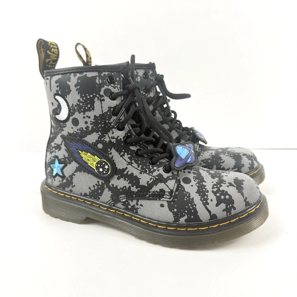 Dr. Doc Martens Boots Kids US 3 Lace Up Boot Space Hydro Embroidered 1460J NEW